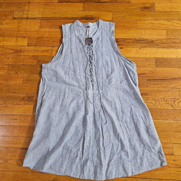 Free People Dresses & Skirts - Free People Linen Blend Striped Sleeveless Dress Blue M
